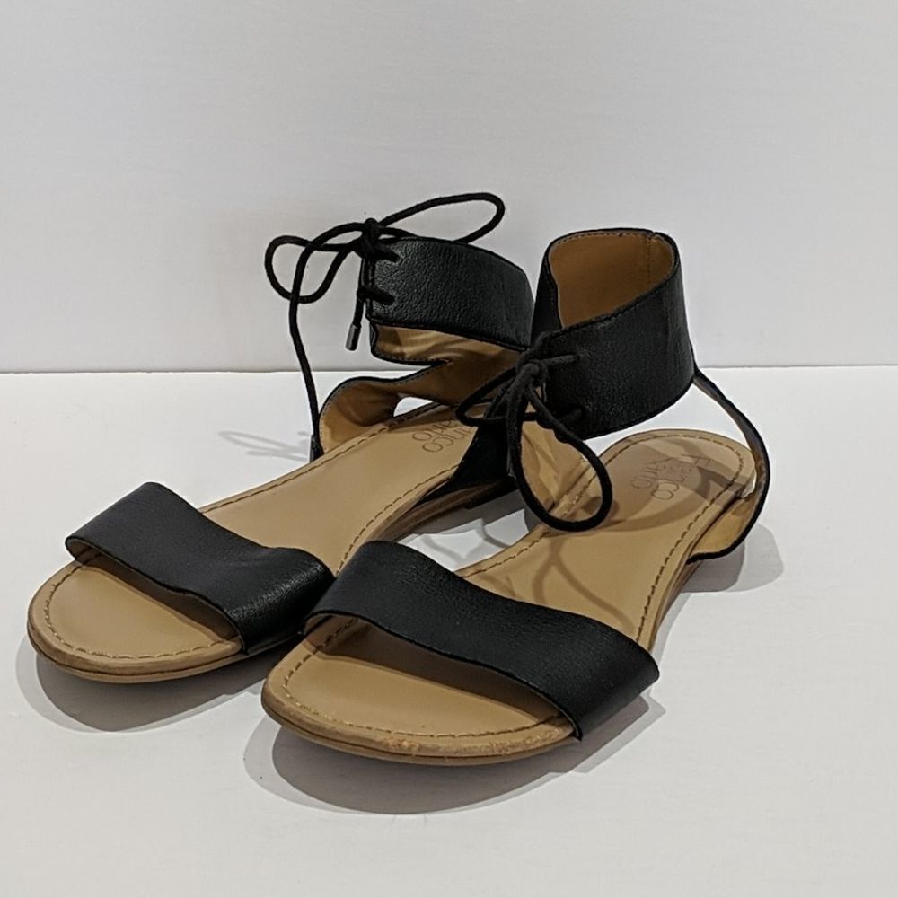 Franco Sarto Black Leather Sandals 7.5M